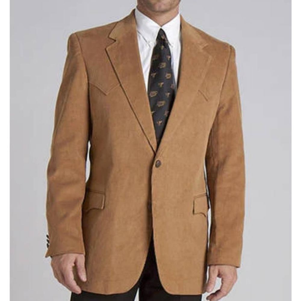 Circle S men's 52 L camel brown Lubbock corduroy cotton western yoke blazer NWT